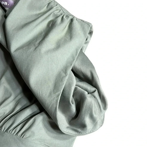 Anthropologie shirred,pleated dress.Sage green fitted dress,boat neck,event, EC - Picture 8 of 13